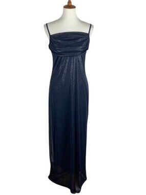 ENT Entrancy Navy Blue Shimmer Gown Womens Size Large